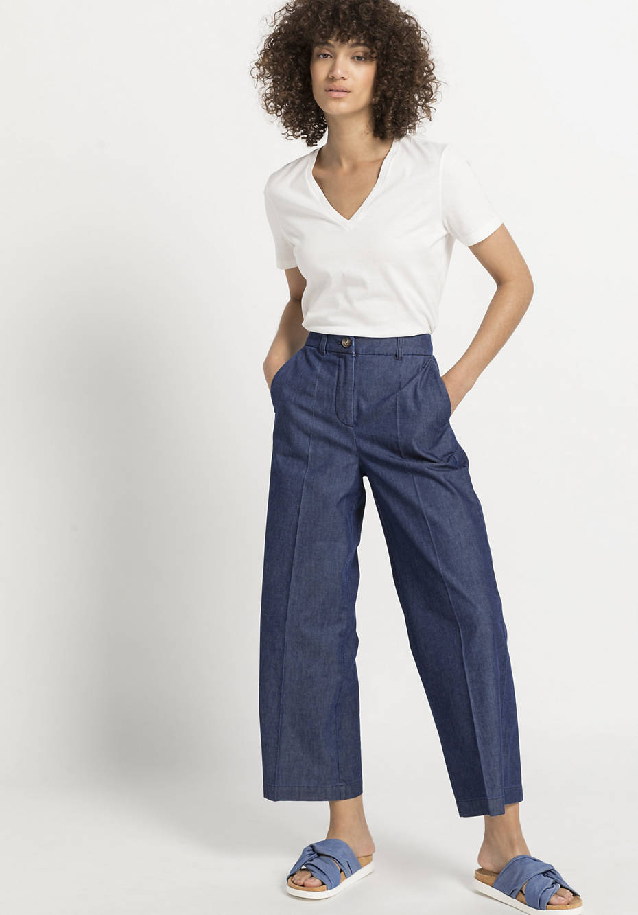 Light denim culottes made from pure organic cotton