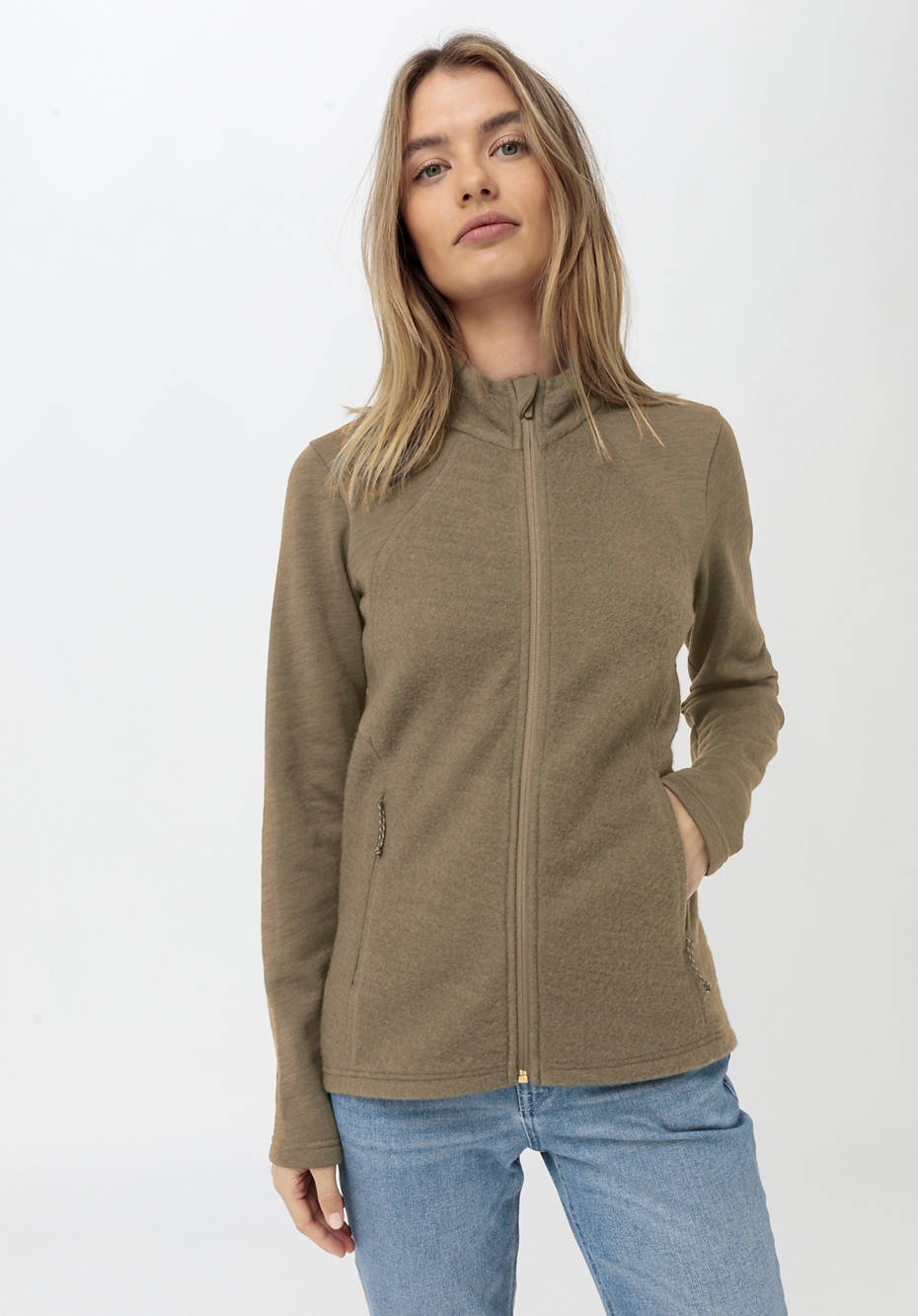 Light wool fleece jacket made from organic merino wool 5136579
