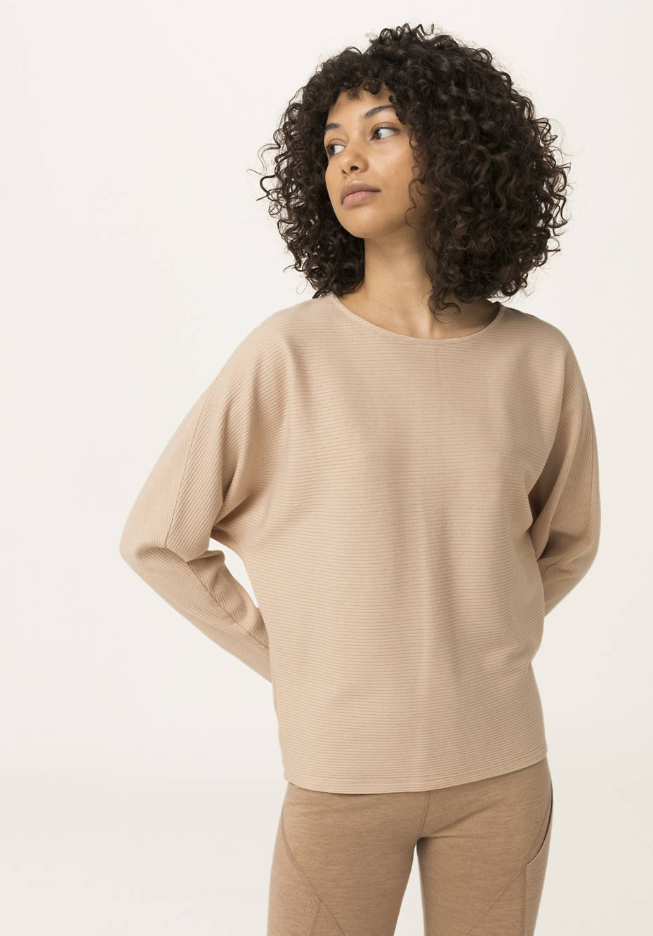 Long-sleeved shirt made from organic cotton and organic merino wool