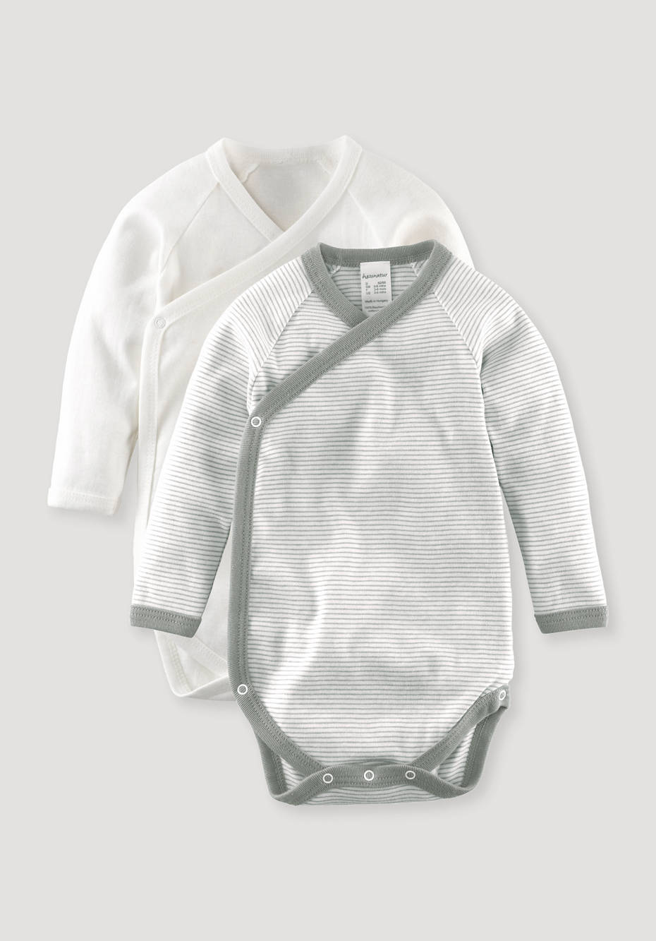 Long-sleeved wrap body set of 2 made of pure organic cotton