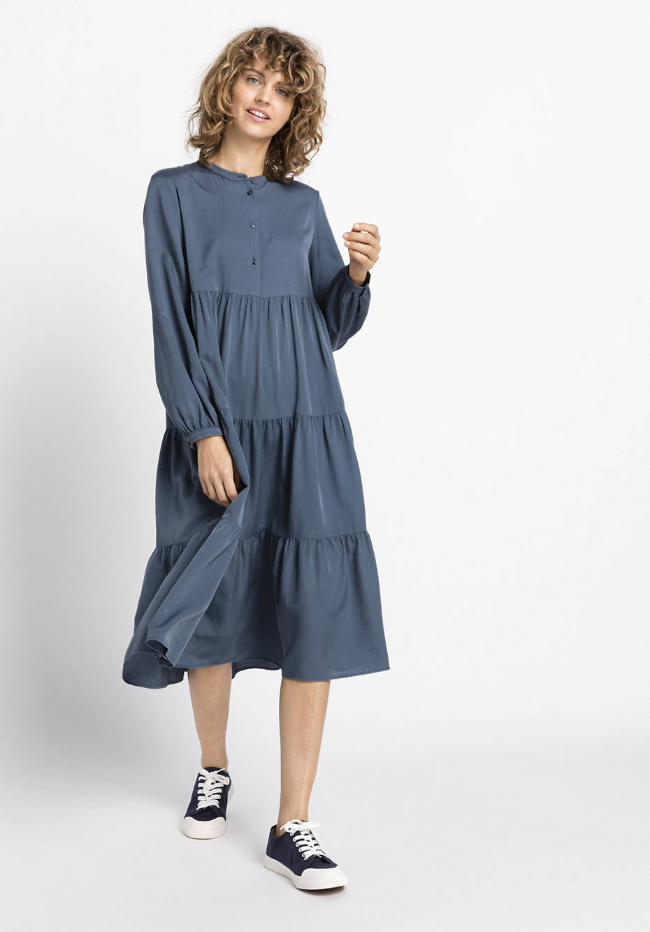 Midi-Kleid aus Bio-Baumwolle mit Seide