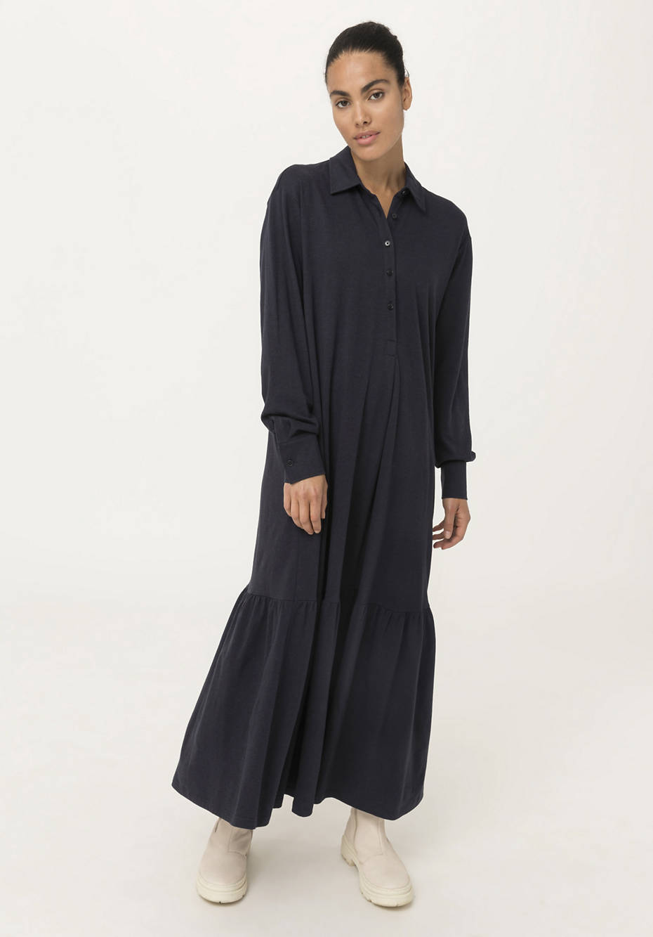 Midi dress made from organic cotton with organic new wool