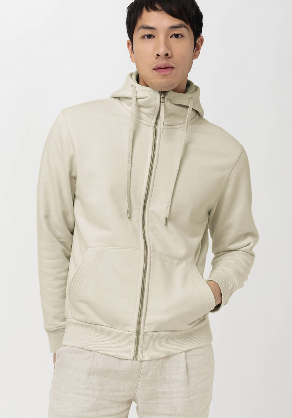 Mineral-dyed zip hoodie made from pure organic cotton