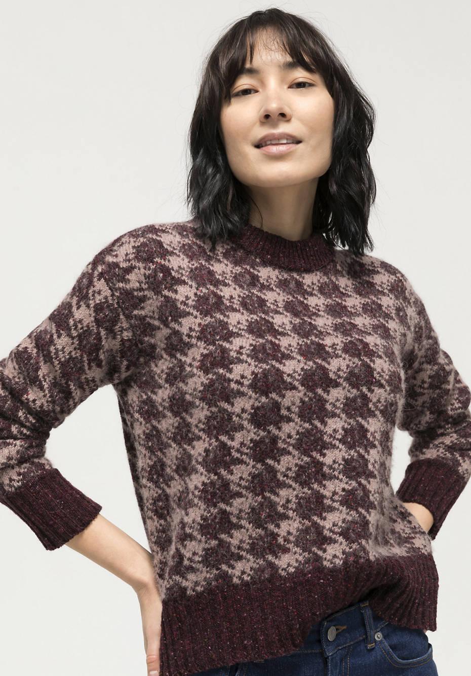 New wool jacquard sweater with alpaca