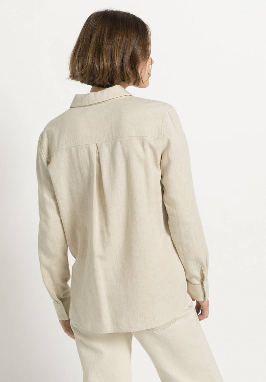 Organic cotton blouse with linen