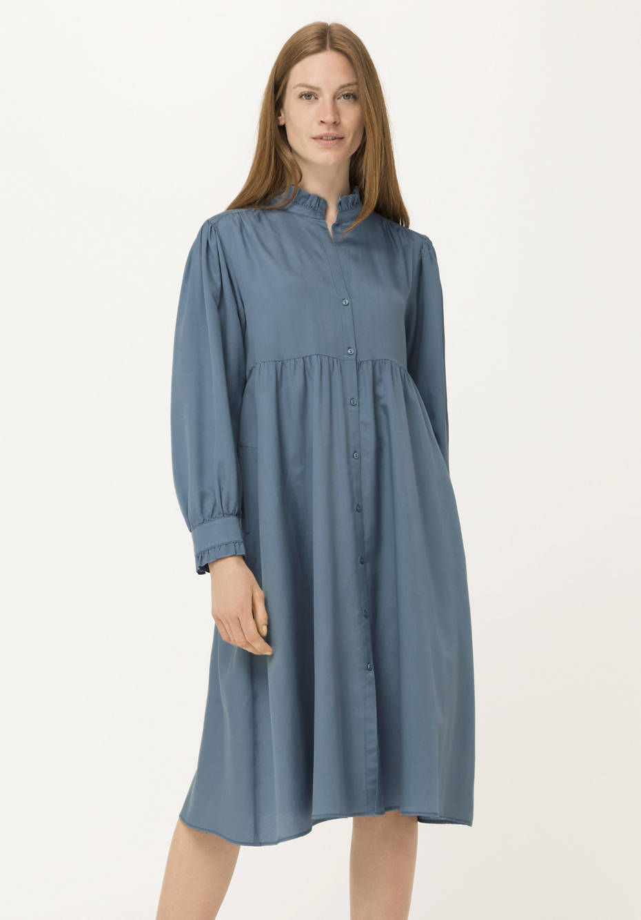 Organic cotton midi dress with silk