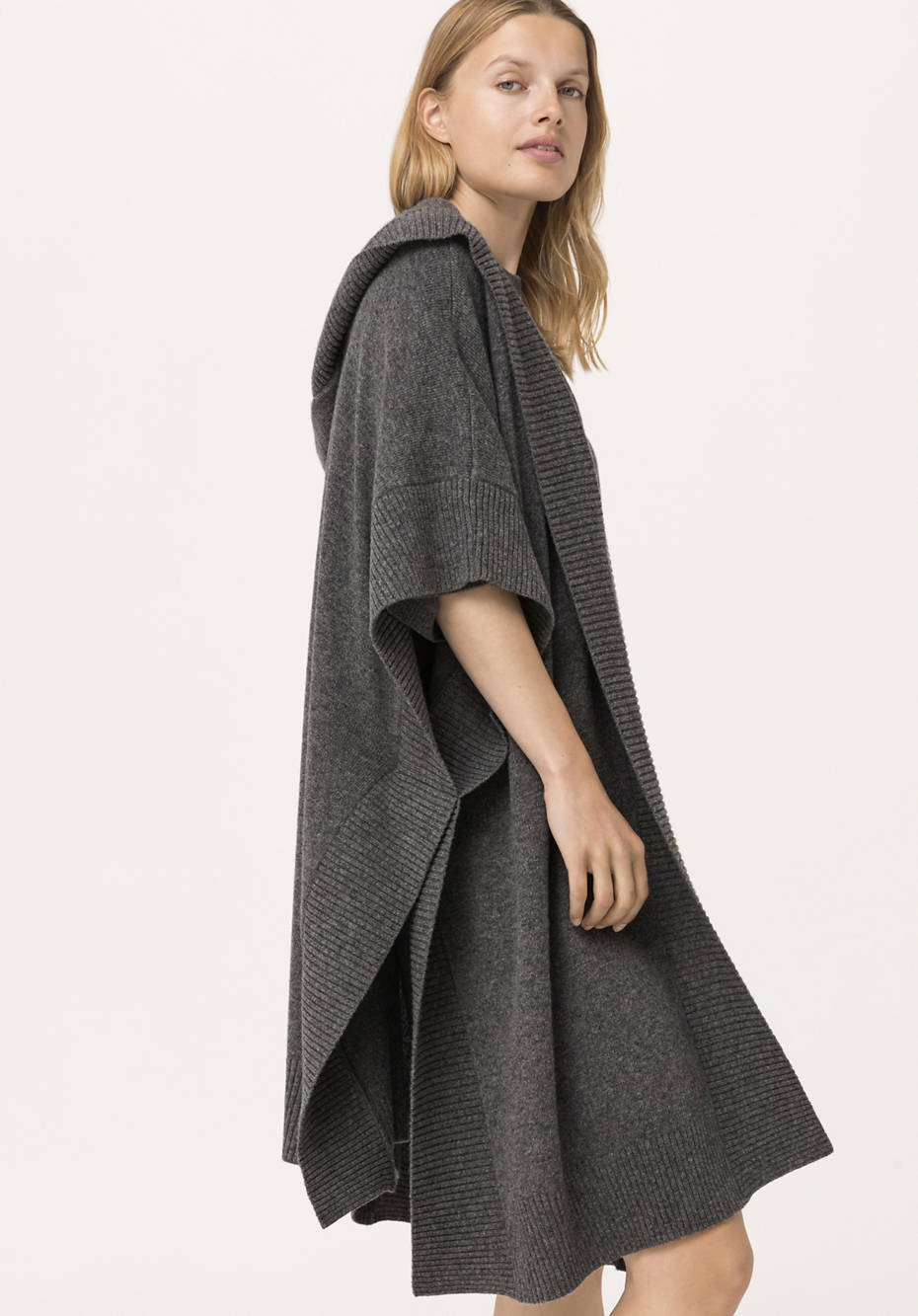 Poncho made from pure organic new wool