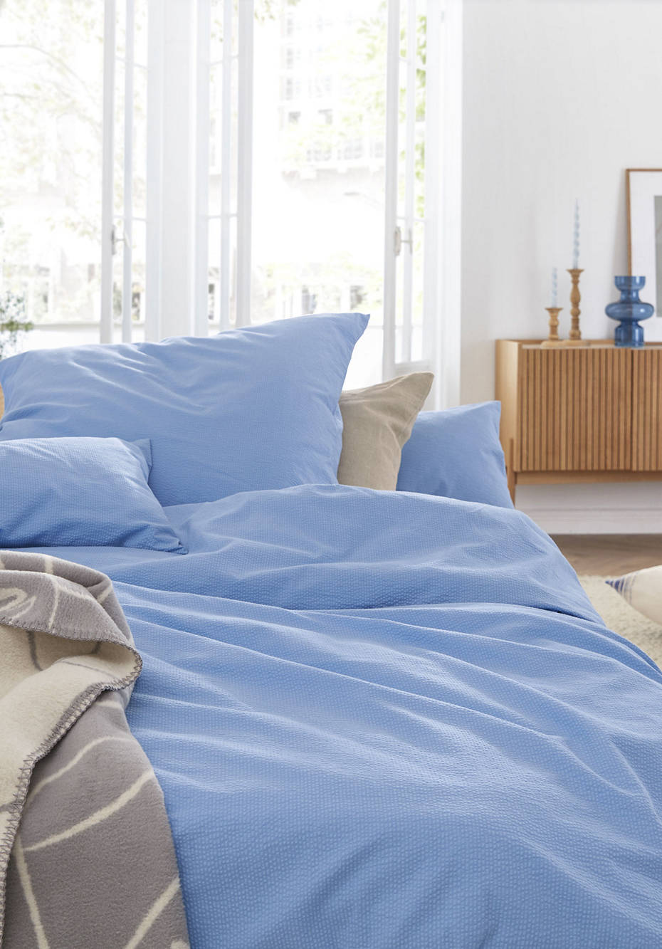 Pure organic cotton seersucker bed linen
