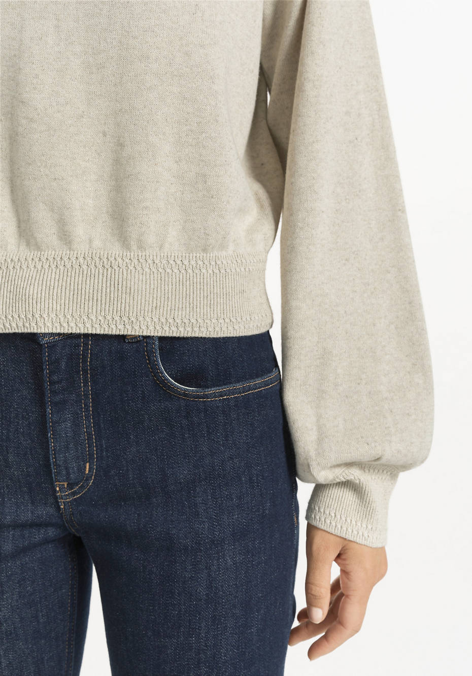 Pure organic cotton sweater with linen