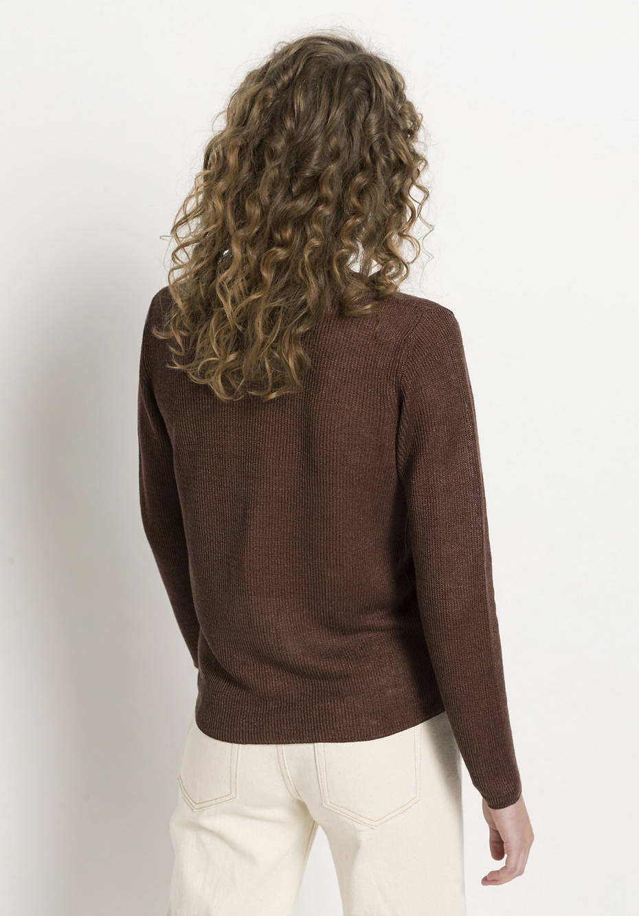 Pure organic linen V-neck sweater