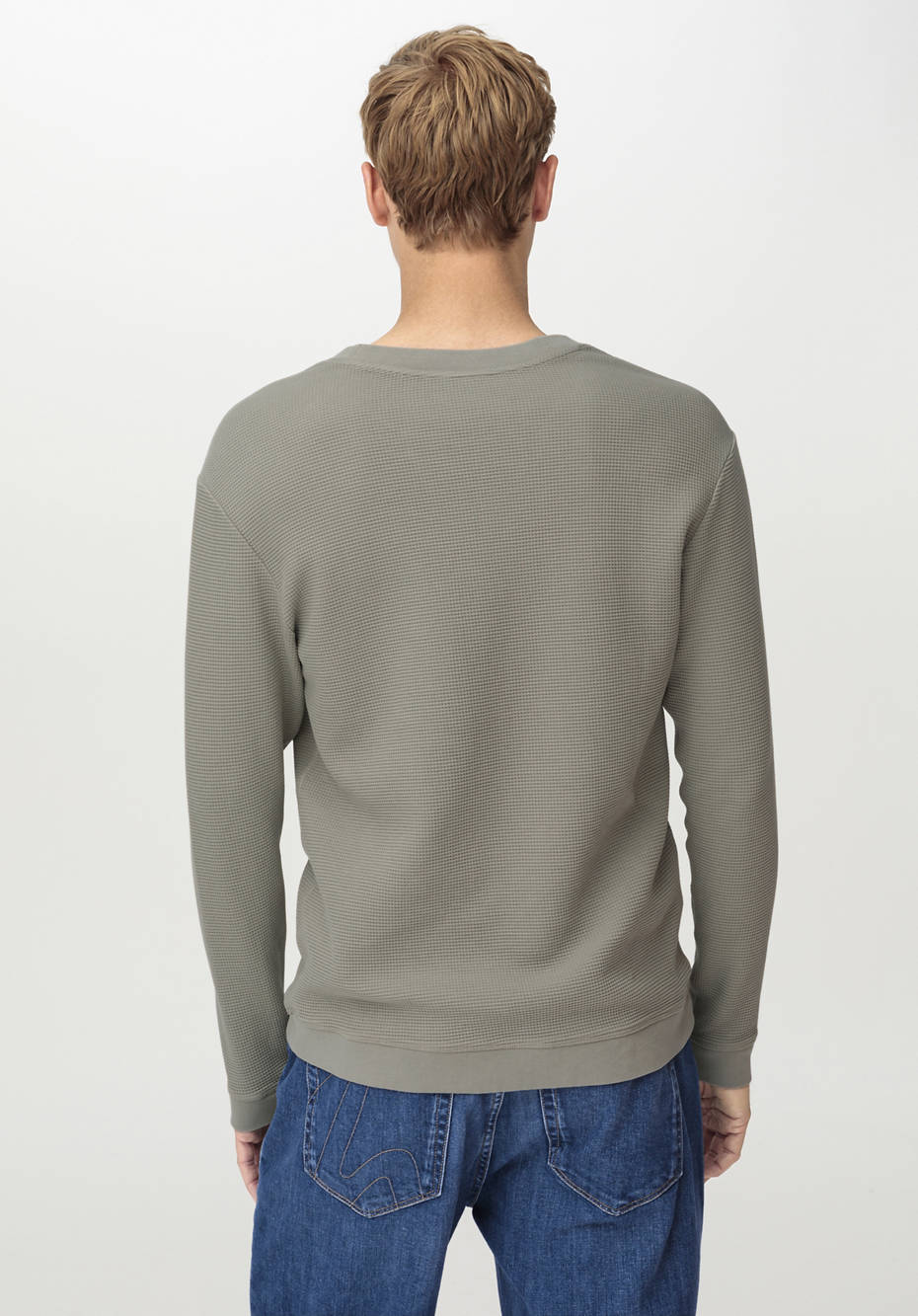 Regular waffle piqué sweater made from pure organic cotton 54435
