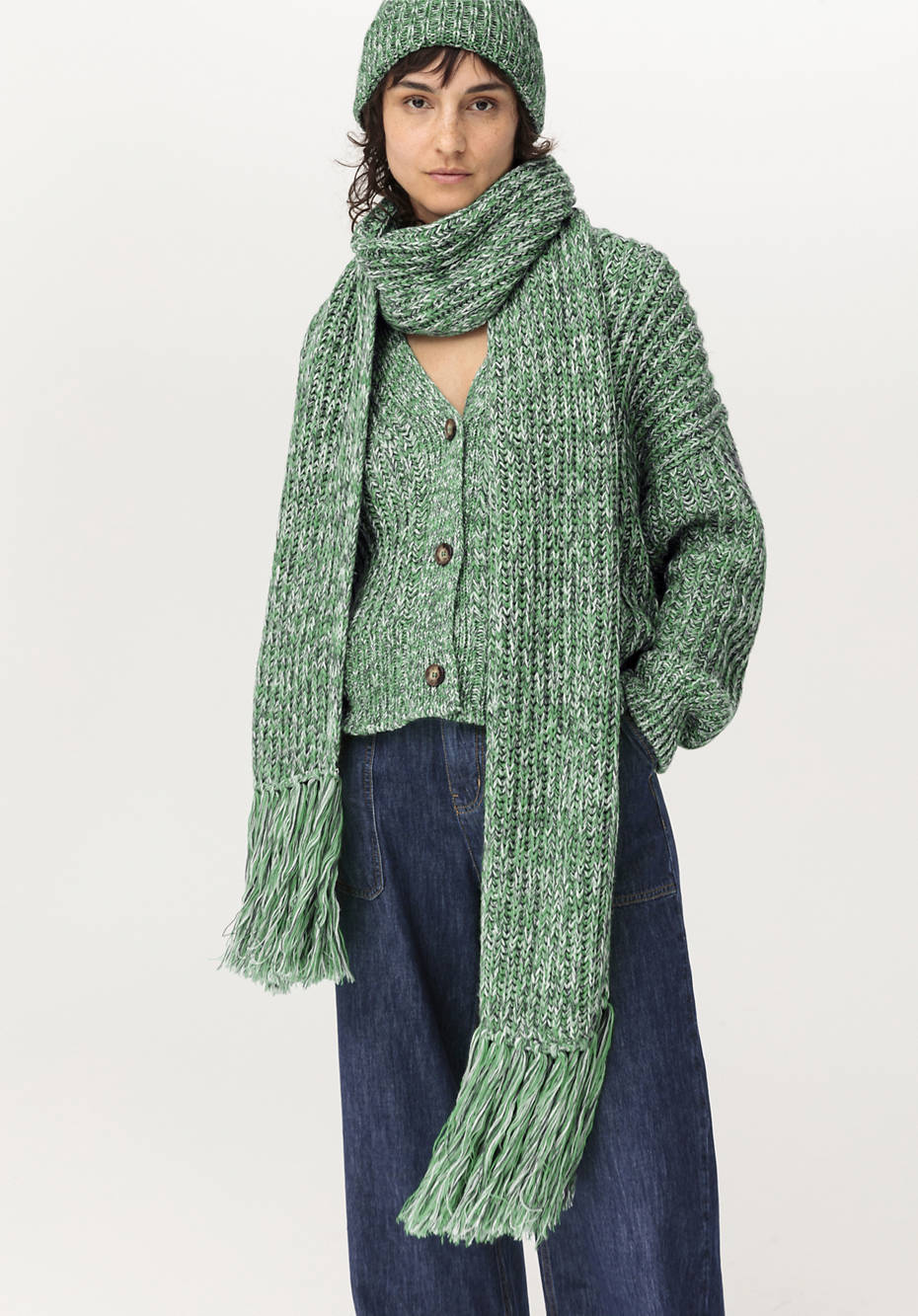 Schal aus Bio-Baumwolle mit Bio-Schurwolle und Alpaka