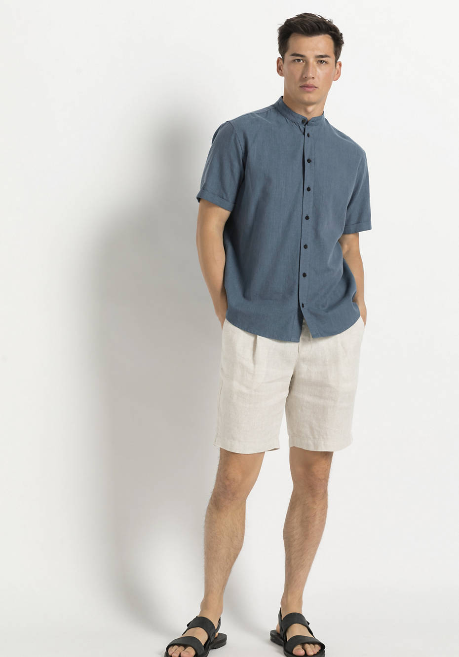 Short-sleeved shirt Comfort Fit made of hemp with organic cotton