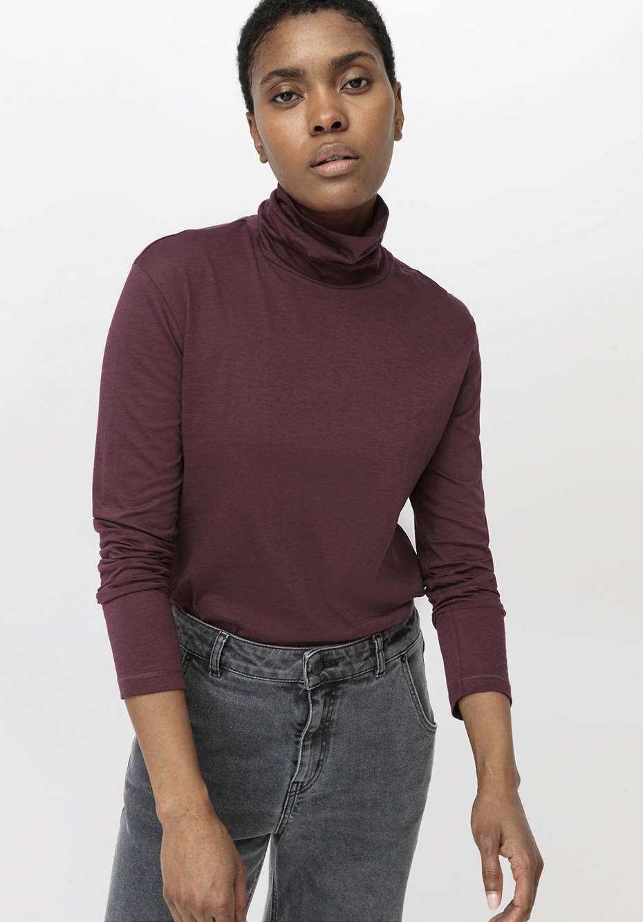 Long sleeve cotton turtleneck shirts top