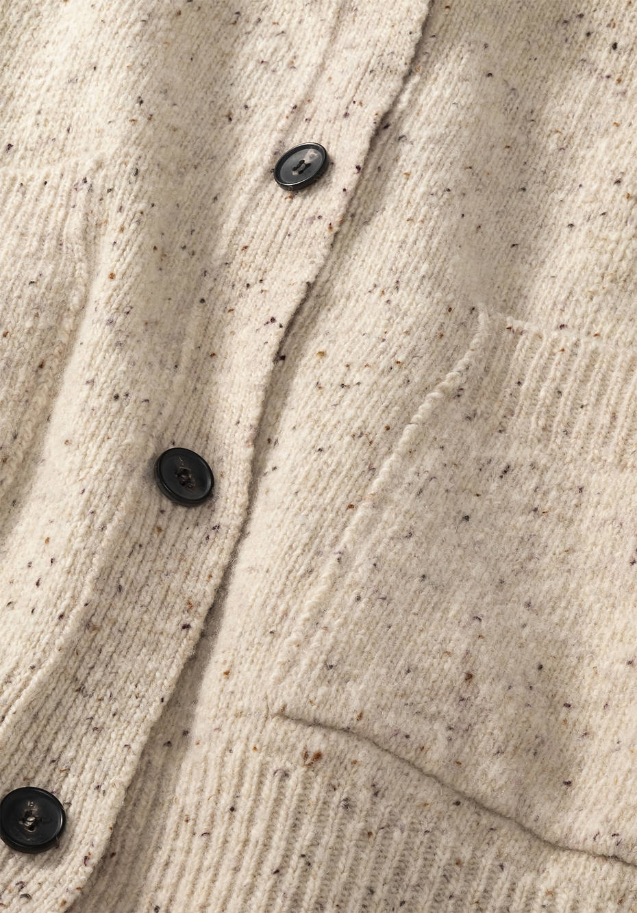 Tweed cardigan made from pure organic new wool