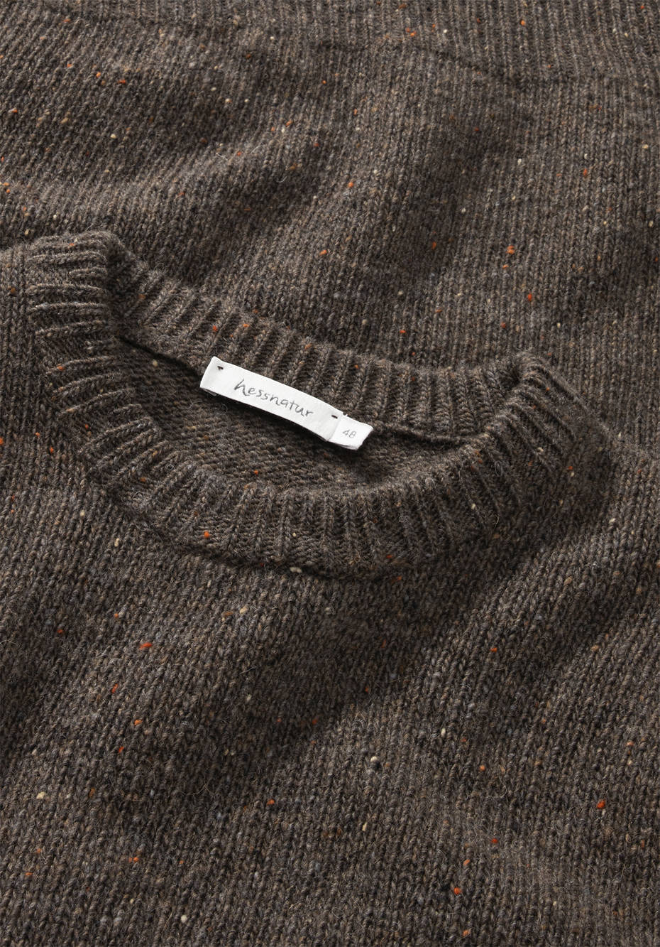 Tweed sweater made from pure organic merino wool