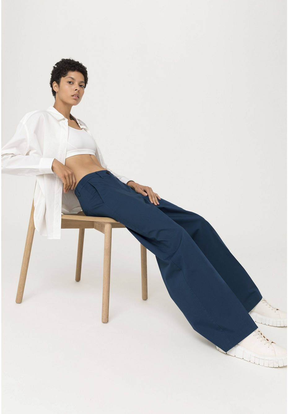 Wide leg pants made from organic cotton