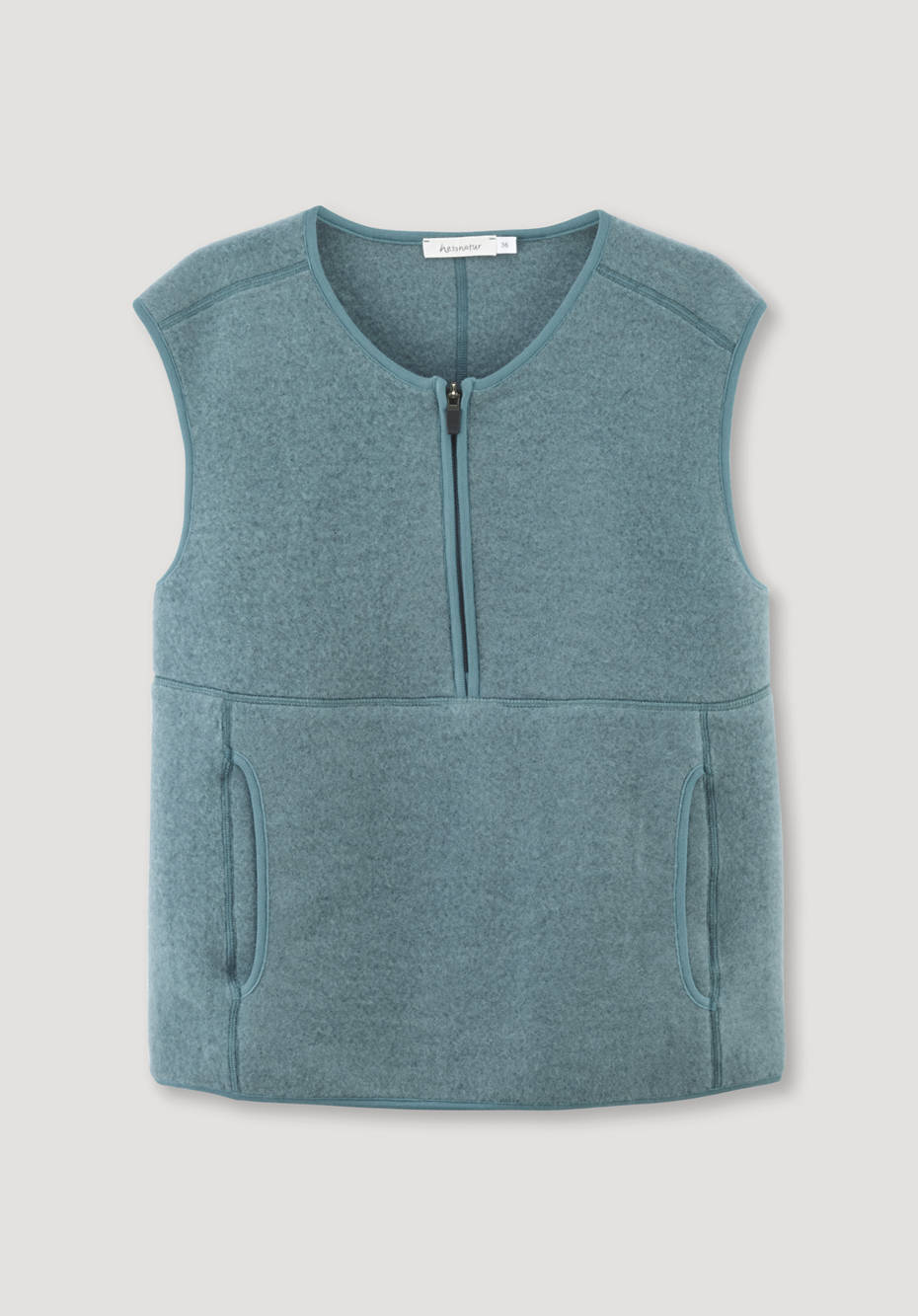 Wool fleece half-zip vest made from pure organic merino wool