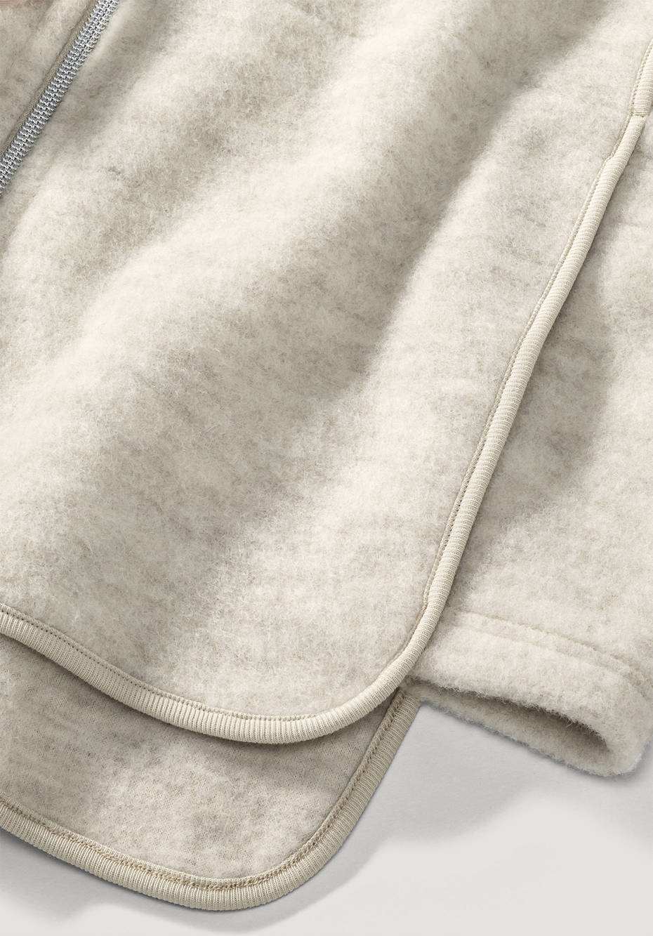 Wool fleece hooded vest made from pure organic merino wool