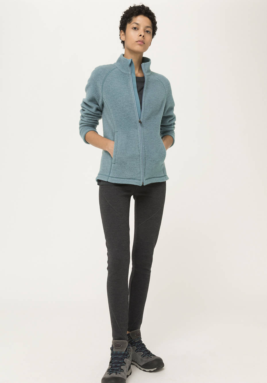 Wool fleece jacket made from pure organic merino wool