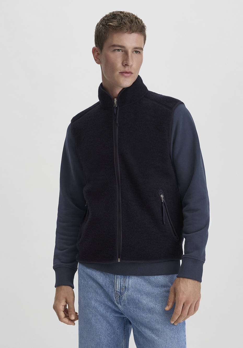 Wool fleece vest Relaxed made from pure organic merino wool 54443