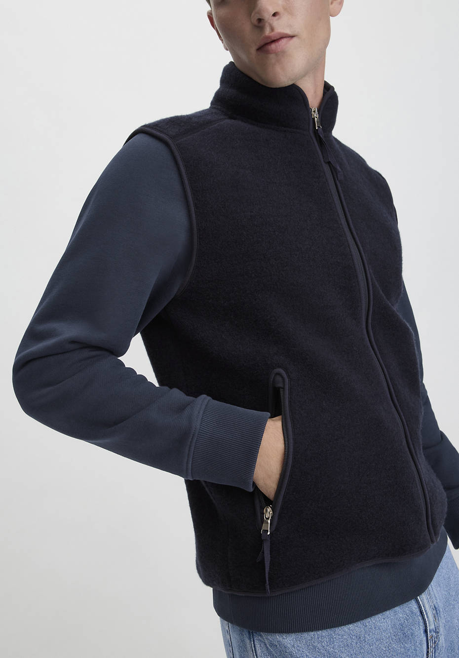 Wool fleece vest Relaxed made from pure organic merino wool 54443