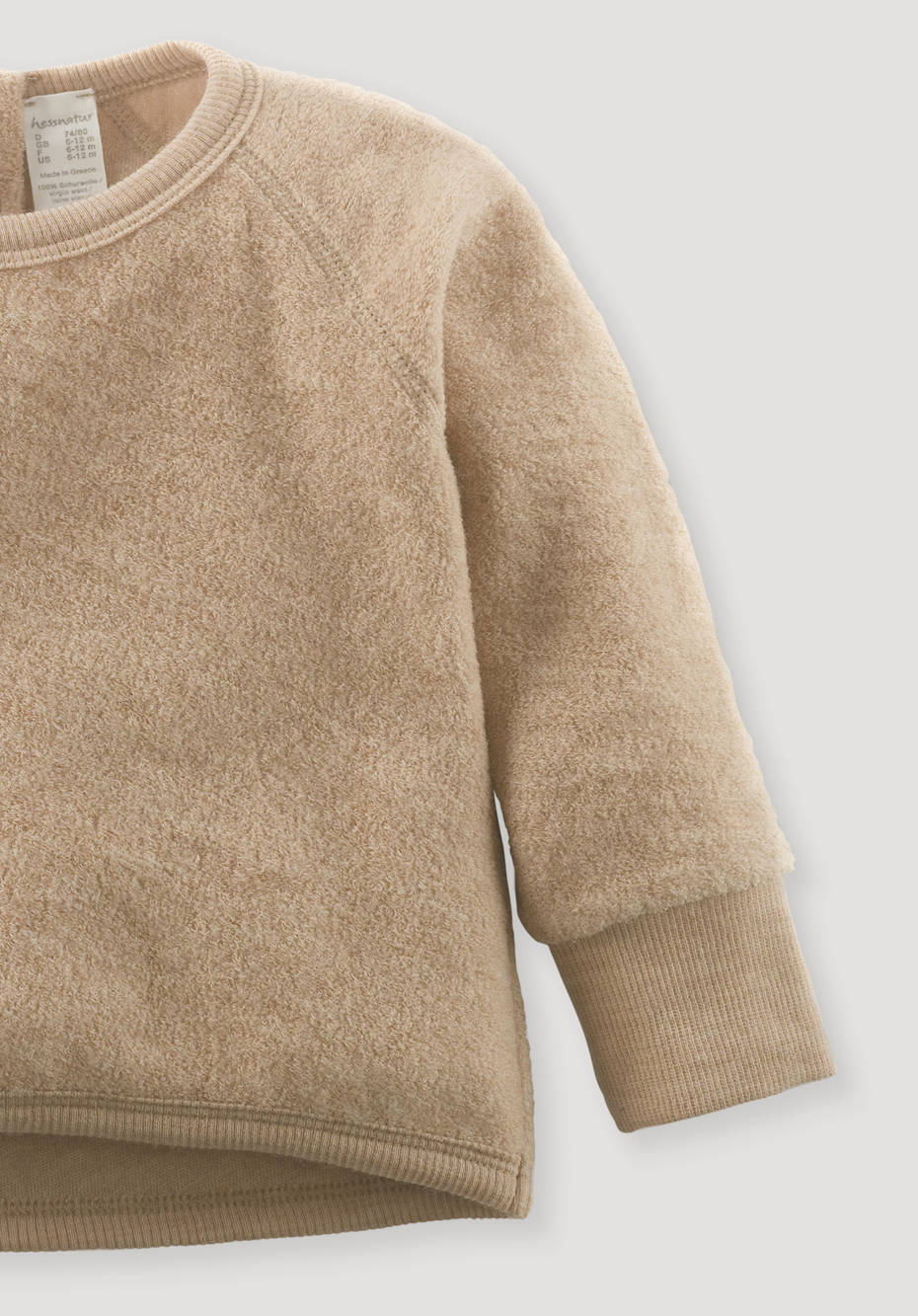 Wool terry sweatshirt made from pure organic merino wool