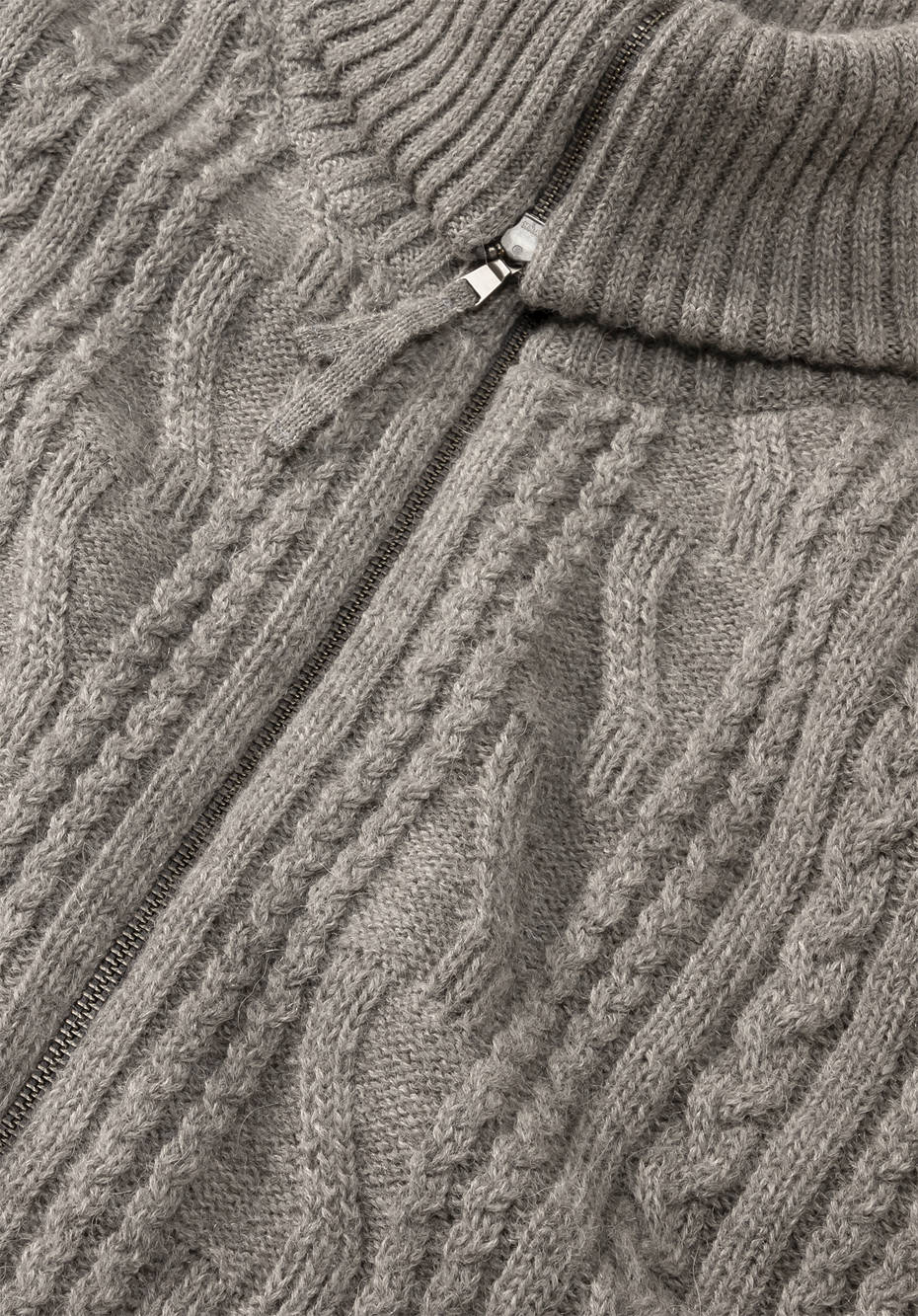 Zipper cardigan made from organic merino wool with alpaca