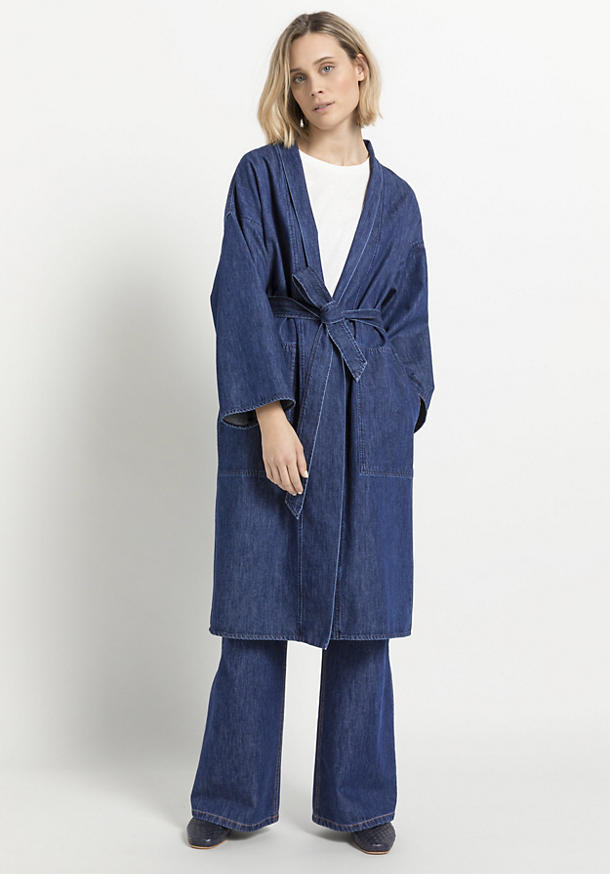 Jeans-Kimono aus Bio-Baumwolle mit Kapok