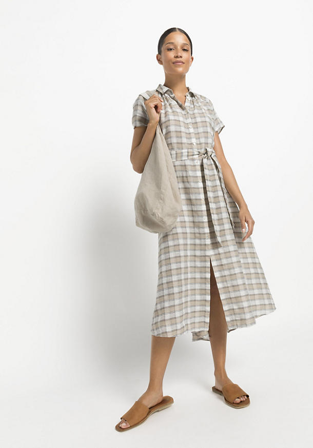 Karo-Kleid aus Leinen mit Bio-Baumwolle