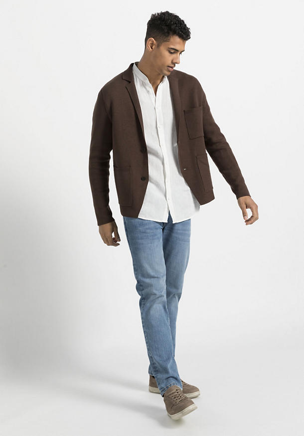 Knit jacket made from organic cotton and organic merino