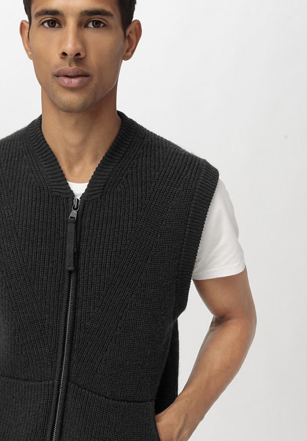 Knit vest made from organic cotton and organic merino