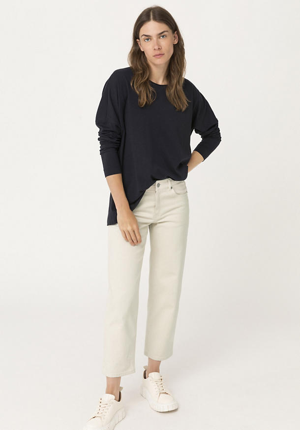 Long-sleeved shirt made from organic cotton with organic new wool