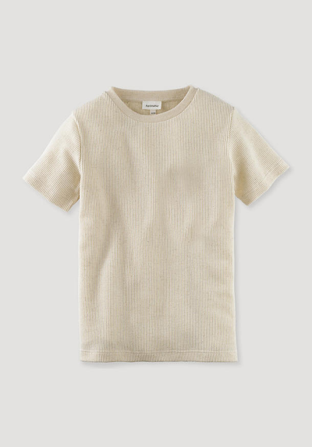 Organic cotton piqué shirt with linen