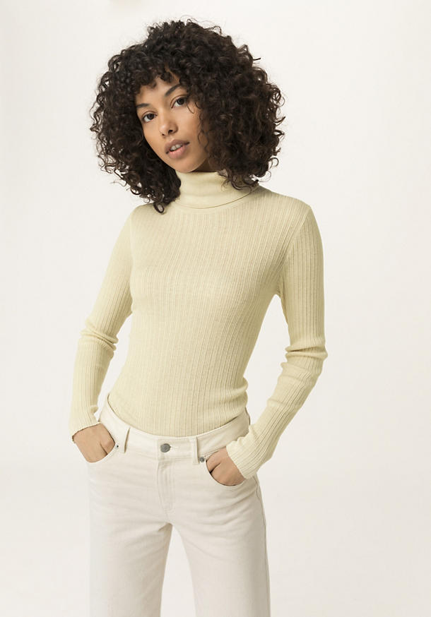 Rollkragen-Pullover aus Seide mit Bio-Baumwolle