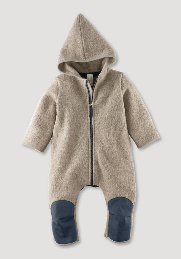 Walker overall made from organic merino wool with nature shell
