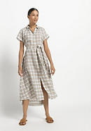 Checked dress made of linen with organic cotton