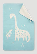 Cuddly blanket with dinosaur made from pure organic cotton