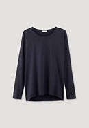 Long-sleeved shirt made from organic cotton with organic new wool