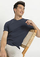 Waffelpiqué-Shirt aus Bio-Baumwolle mit Leinen