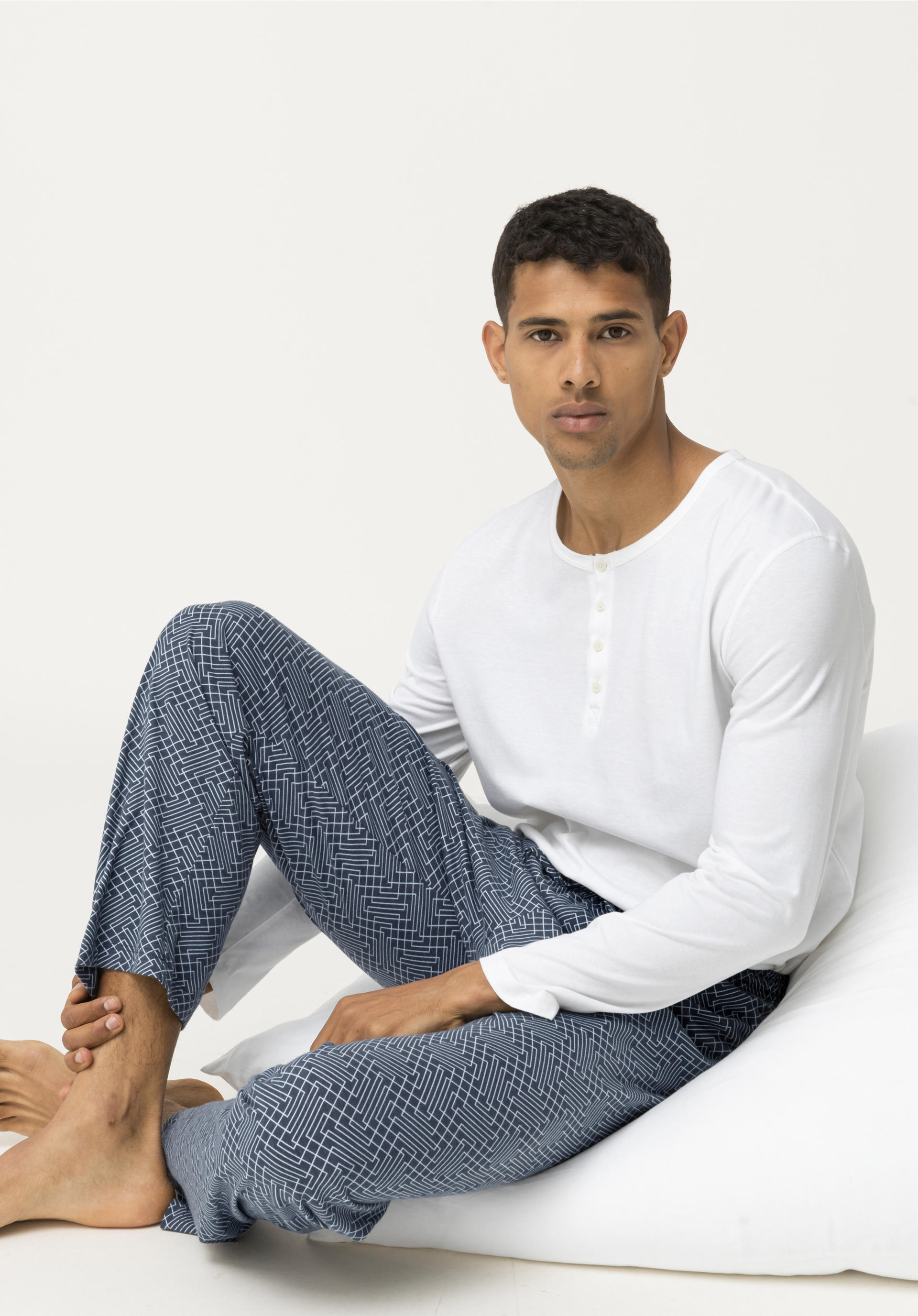 Mey Pyjama aus Baumwolle in Blau für Herren Herren Bekleidung Nachtwäsche 