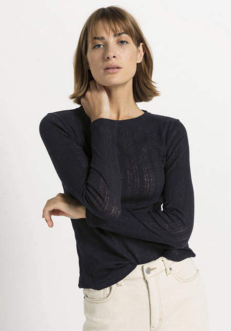 Ajour shirt made of organic cotton with linen