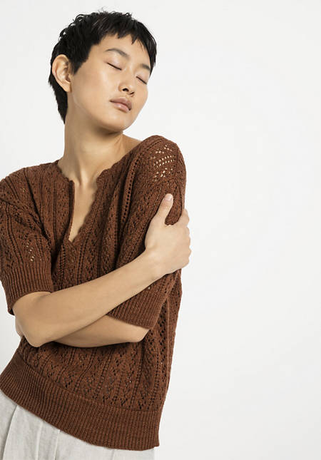 Ajour sweater made of linen with organic cotton