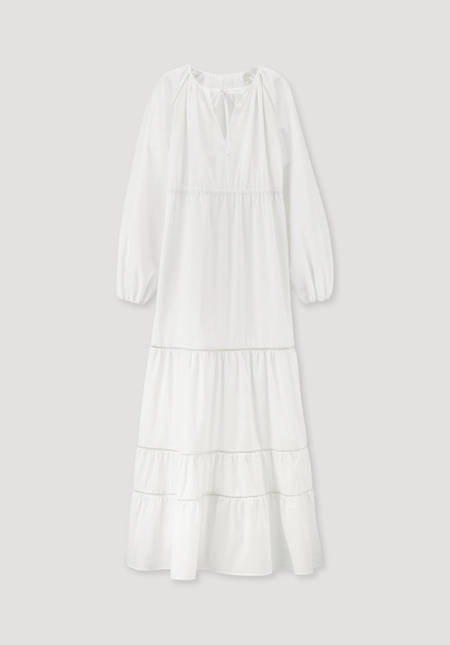 Brushed poplin dress maxi relaxed made of pure organic cotton