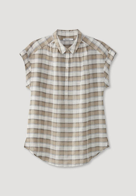Checked blouse made of linen with organic cotton