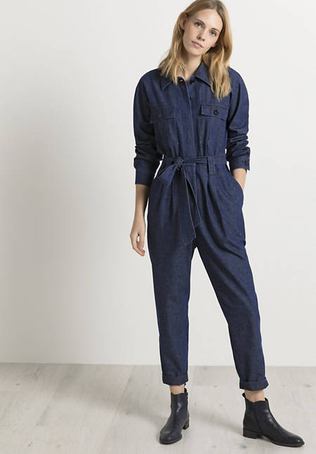 Denim overall made of organic cotton with linen