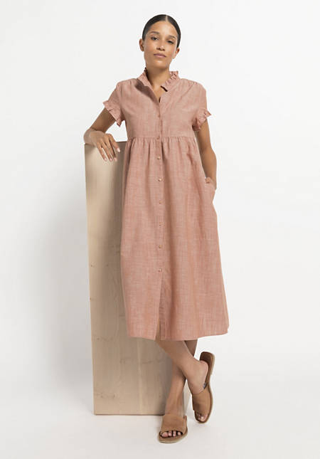 Dress with ruffles in organic cotton and linen
