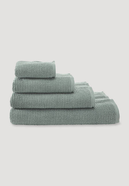 Finely striped terry towel made from pure organic cotton