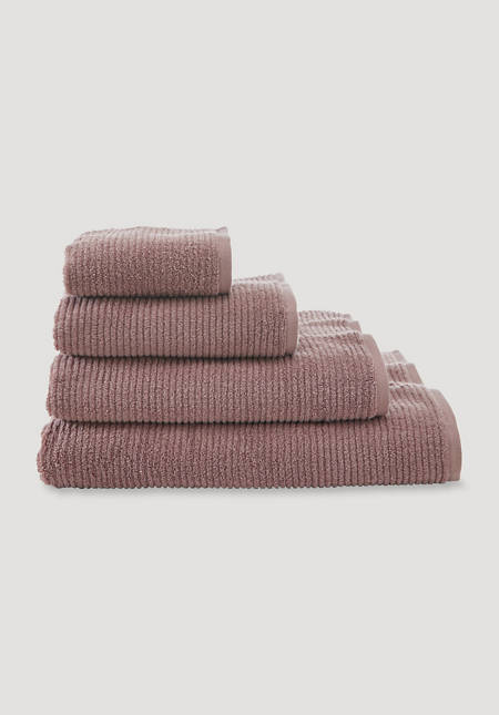 Finely striped terry towel made from pure organic cotton