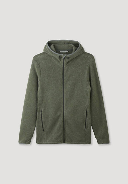 Fleece hooded jacket made of pure organic cotton